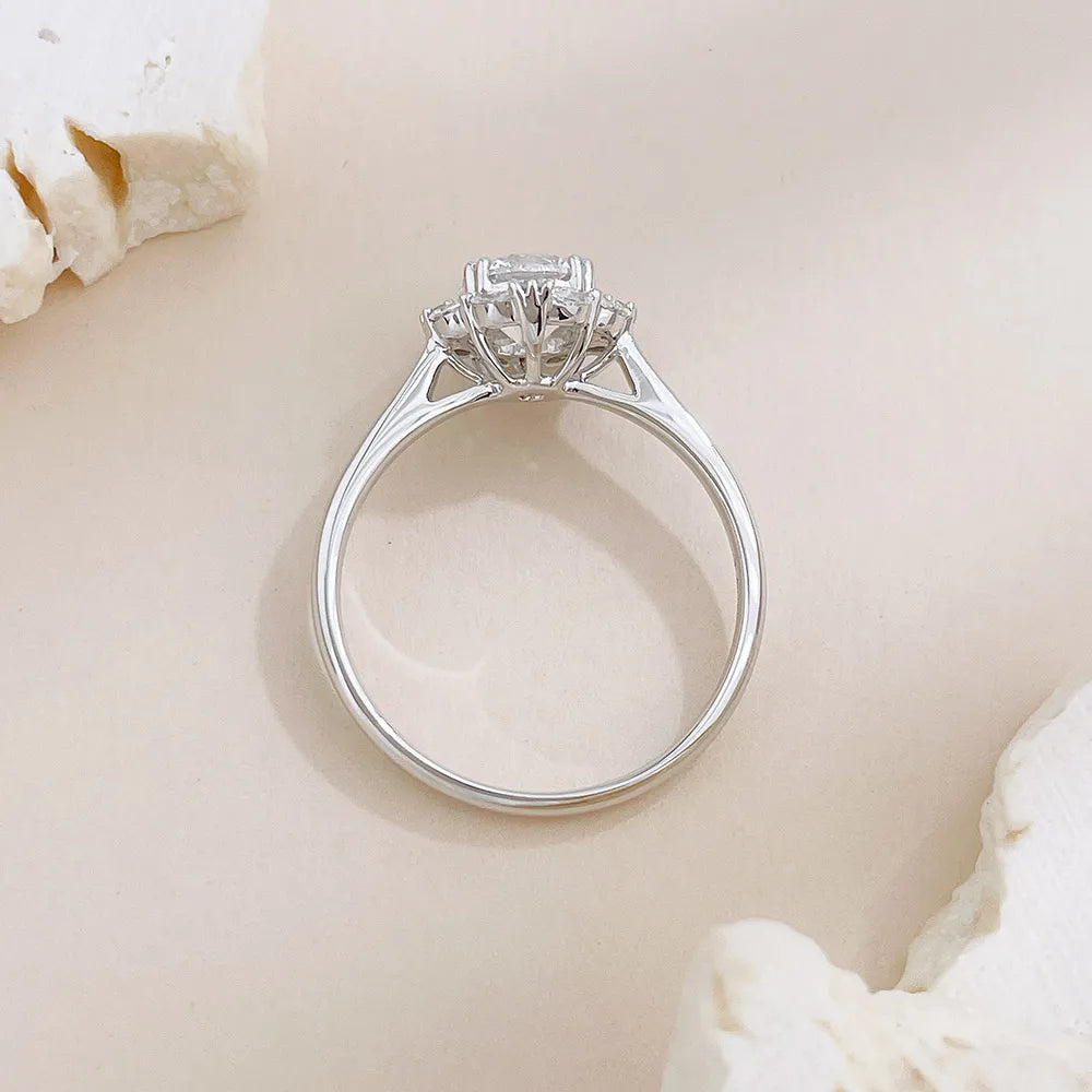 1 ct Floral Round-Cut Lab-Grown Diamond Ring in 18K White Gold – APYFR0288-W