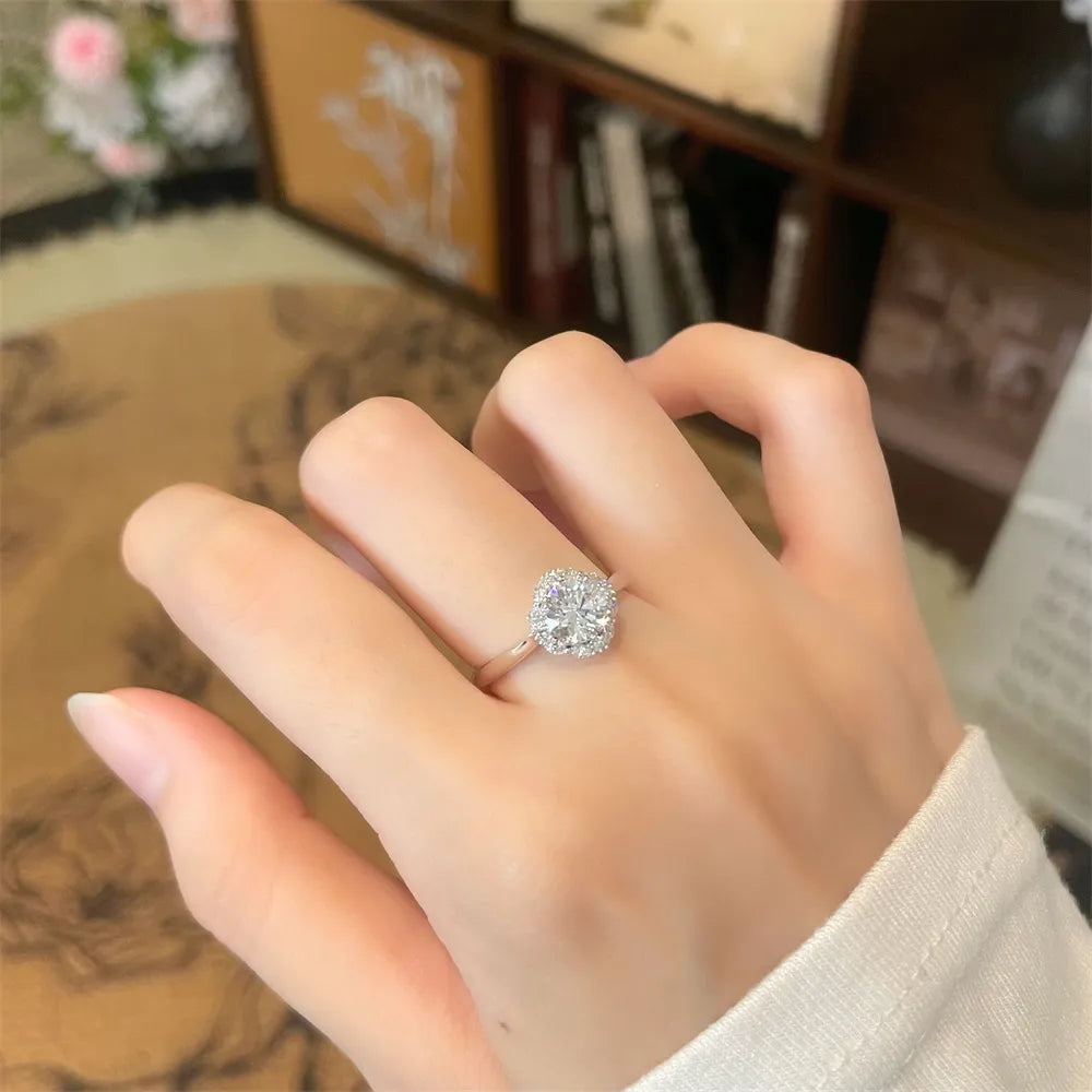 1 ct Floral Round-Cut Lab-Grown Diamond Ring in 18K White Gold – APYFR0288-W