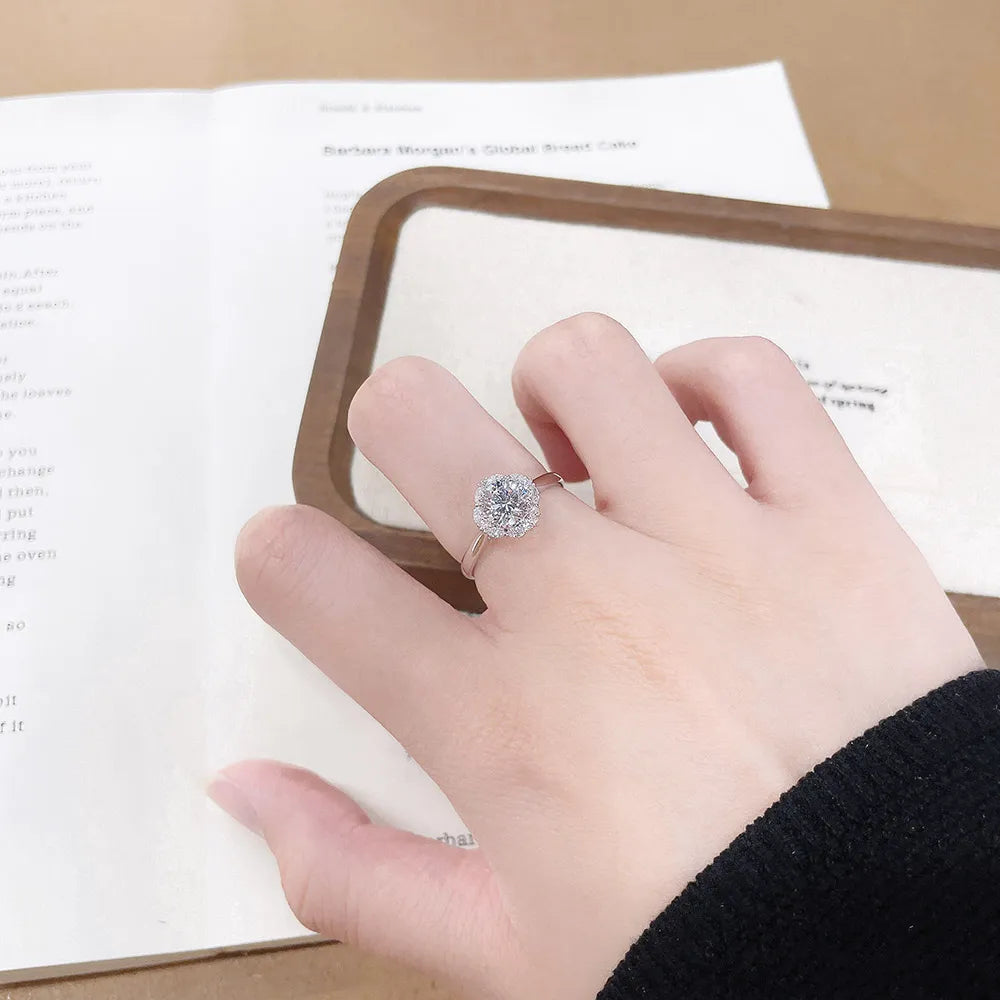 1 ct Floral Round-Cut Lab-Grown Diamond Ring in 18K White Gold – APYFR0288-W