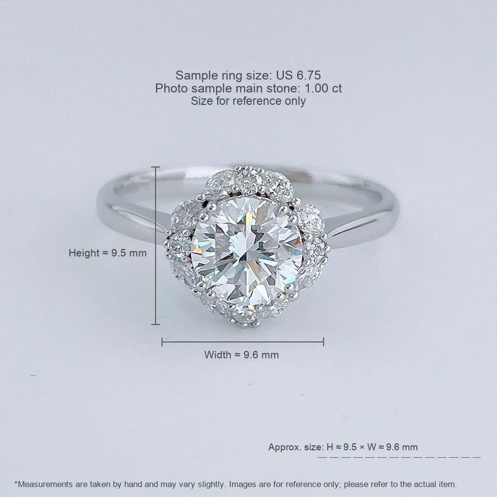 1 ct Floral Round-Cut Lab-Grown Diamond Ring in 18K White Gold – APYFR0288-W