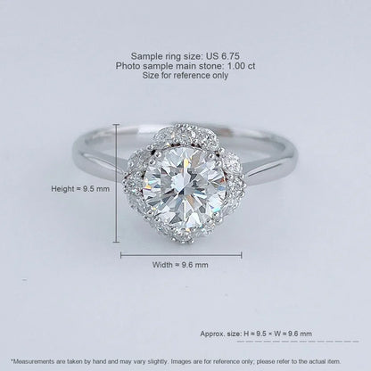 1 ct Floral Round-Cut Lab-Grown Diamond Ring in 18K White Gold – APYFR0288-W