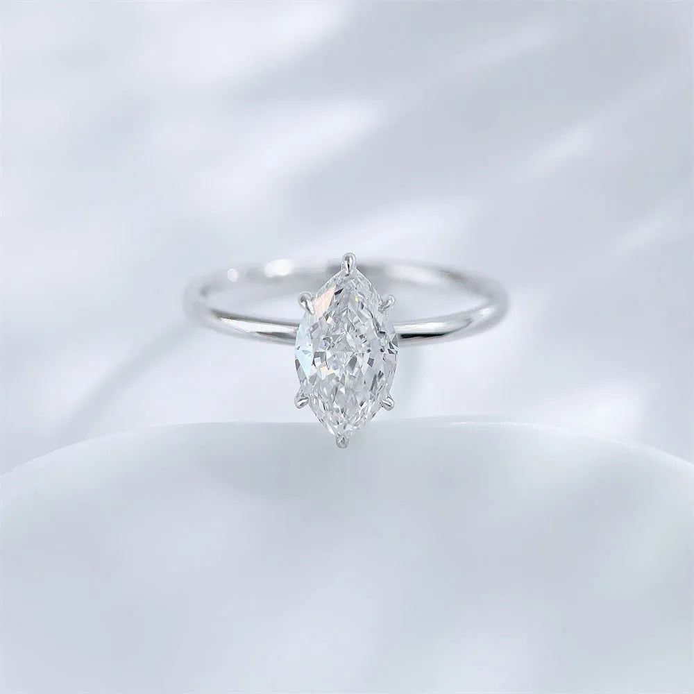 1.23 ct Minimalist Six-Prong Marquise-Cut Lab-Grown Diamond Ring in PT950 Platinum