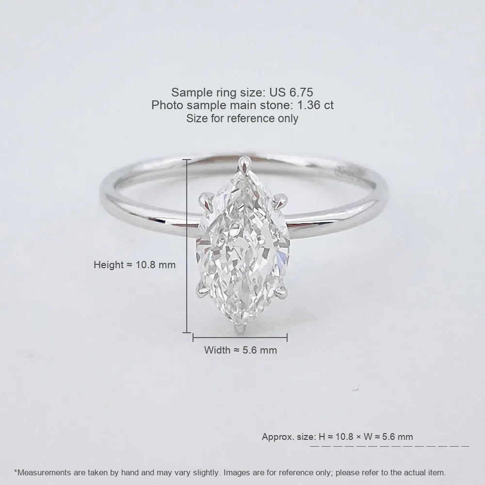 1.23 ct Minimalist Six-Prong Marquise-Cut Lab-Grown Diamond Ring in PT950 Platinum