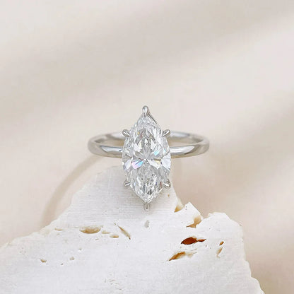 2.01 ct Minimalist Marquise-Cut Lab-Grown Diamond Ring in 18K White Gold