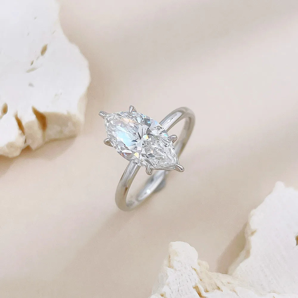 2.01 ct Minimalist Marquise-Cut Lab-Grown Diamond Ring in 18K White Gold