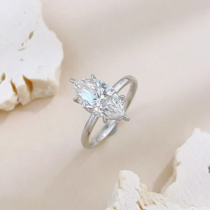 2.01 ct Minimalist Marquise-Cut Lab-Grown Diamond Ring in 18K White Gold
