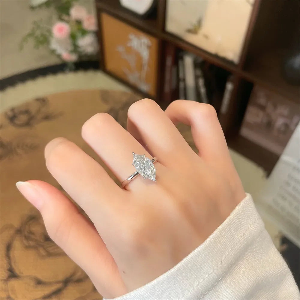 2.01 ct Minimalist Marquise-Cut Lab-Grown Diamond Ring in 18K White Gold