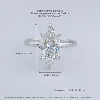 2.01 ct Minimalist Marquise-Cut Lab-Grown Diamond Ring in 18K White Gold