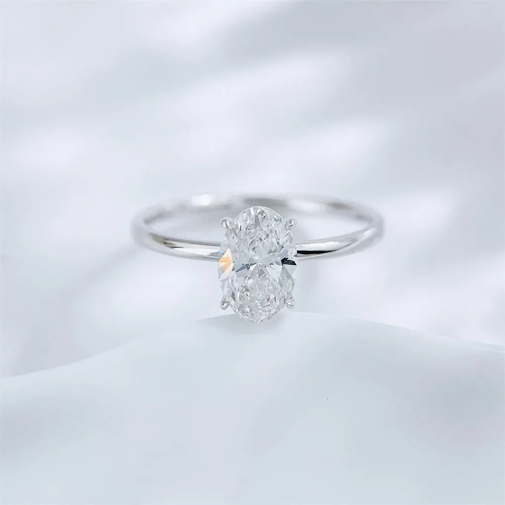 1 ct Minimalist Four-Prong Oval-Cut Lab-Grown Diamond Ring in PT950 Platinum