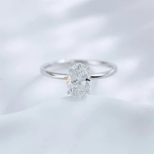1 ct Minimalist Four-Prong Oval-Cut Lab-Grown Diamond Ring in PT950 Platinum