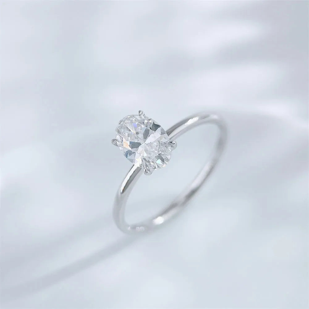 1 ct Minimalist Four-Prong Oval-Cut Lab-Grown Diamond Ring in PT950 Platinum