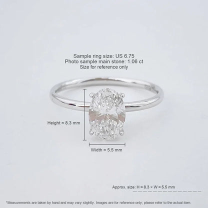 1 ct Minimalist Four-Prong Oval-Cut Lab-Grown Diamond Ring in PT950 Platinum