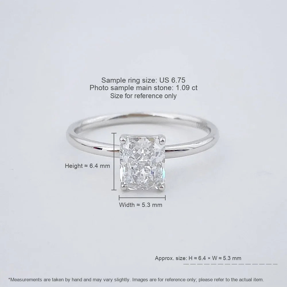 1.09 ct Minimalist Four-Prong Radiant-Cut Lab-Grown Diamond Ring in PT950 Platinum