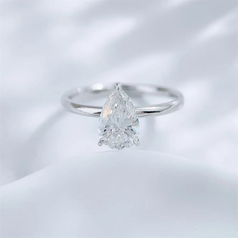 1.1 ct Minimalist Three-Prong Pear-Cut Lab-Grown Diamond Ring in PT950 Platinum