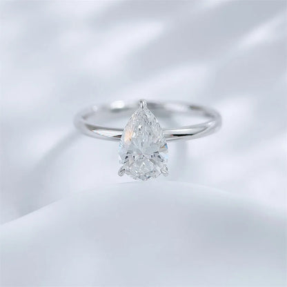 1.1 ct Minimalist Three-Prong Pear-Cut Lab-Grown Diamond Ring in PT950 Platinum
