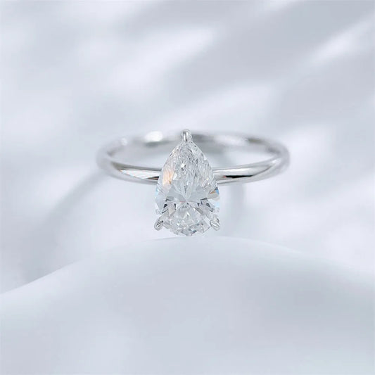 1.1 ct Minimalist Three-Prong Pear-Cut Lab-Grown Diamond Ring in PT950 Platinum
