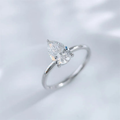 1.1 ct Minimalist Three-Prong Pear-Cut Lab-Grown Diamond Ring in PT950 Platinum