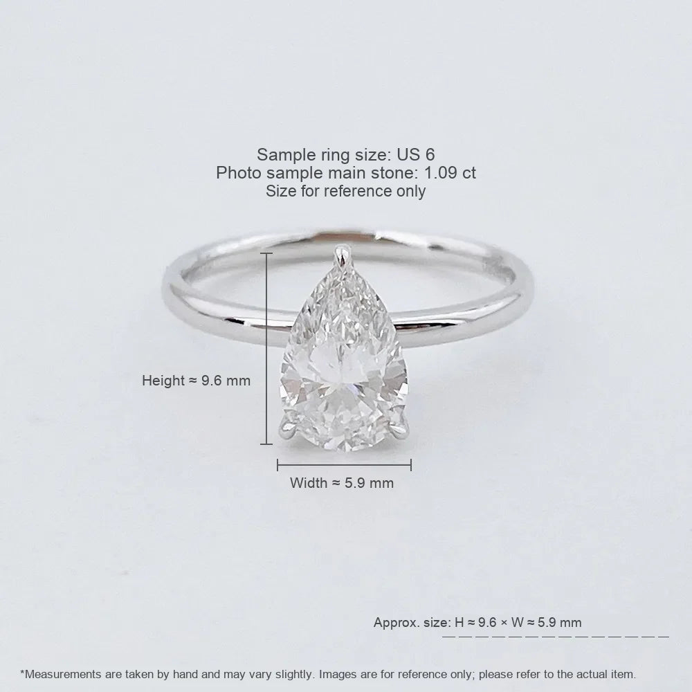1.1 ct Minimalist Three-Prong Pear-Cut Lab-Grown Diamond Ring in PT950 Platinum
