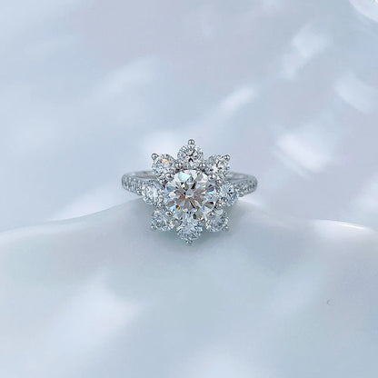 1.02 ct Floral Round-Cut Lab-Grown Diamond Ring in PT950 Platinum – APYFR0296-PT