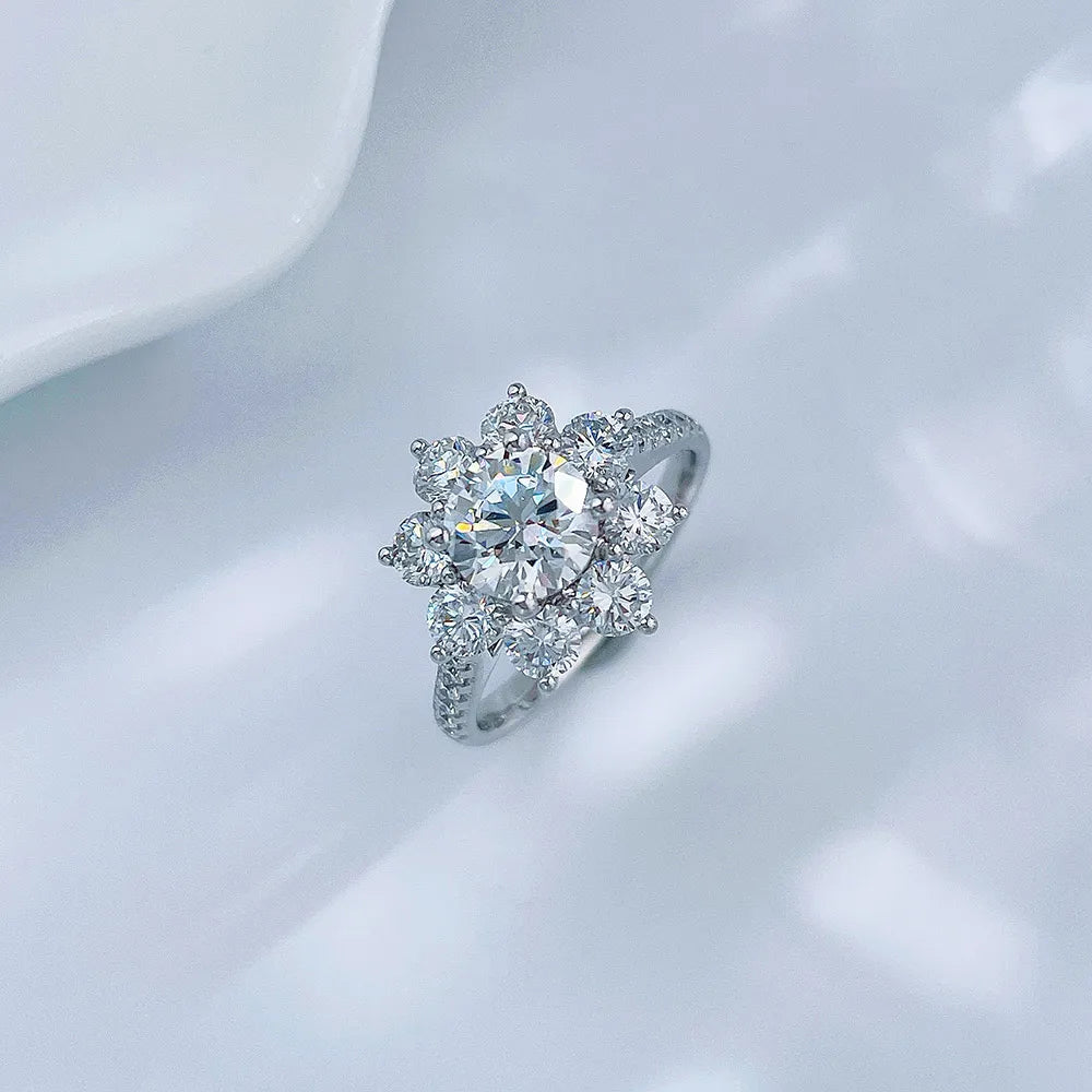 1.02 ct Floral Round-Cut Lab-Grown Diamond Ring in PT950 Platinum – APYFR0296-PT