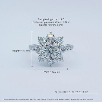 1.02 ct Floral Round-Cut Lab-Grown Diamond Ring in PT950 Platinum – APYFR0296-PT