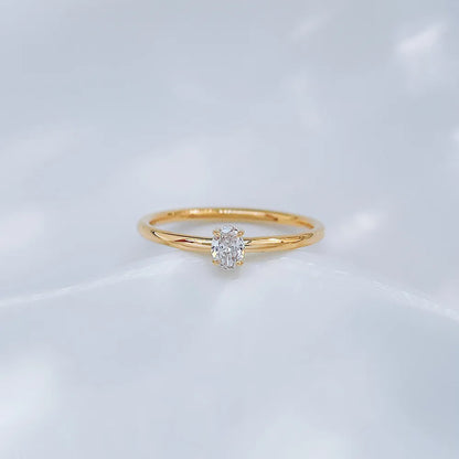 0.15 ct Celestial Four-Prong Oval-Cut Lab-Grown Diamond Ring in 18K Yellow Gold