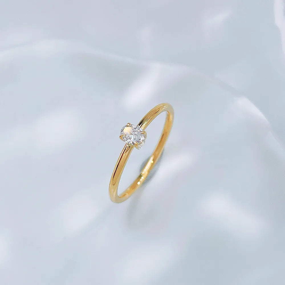 0.15 ct Celestial Four-Prong Oval-Cut Lab-Grown Diamond Ring in 18K Yellow Gold