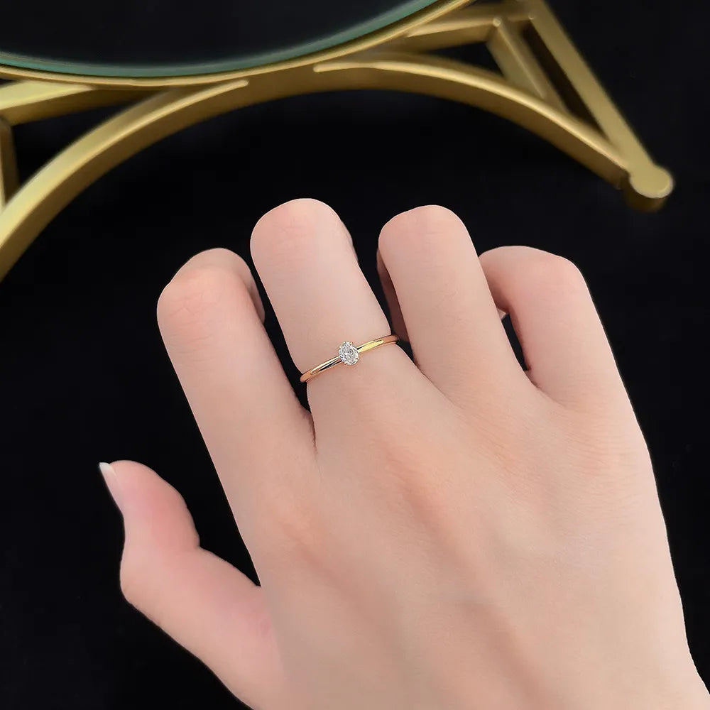 0.15 ct Celestial Four-Prong Oval-Cut Lab-Grown Diamond Ring in 18K Yellow Gold