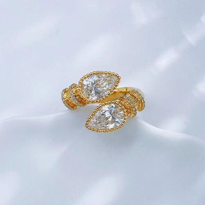 2.21 ctw Vintage Pear-Cut Lab-Grown Diamond Open Ring in 18K Yellow Gold