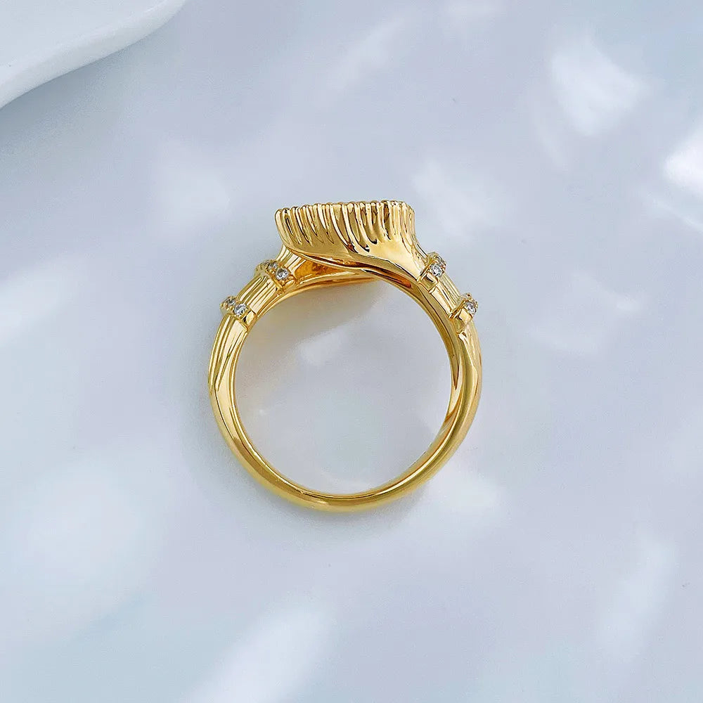 2.21 ctw Vintage Pear-Cut Lab-Grown Diamond Open Ring in 18K Yellow Gold