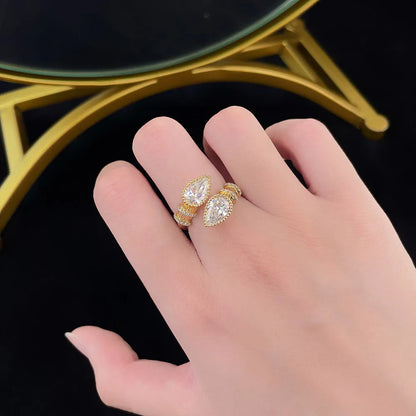 2.21 ctw Vintage Pear-Cut Lab-Grown Diamond Open Ring in 18K Yellow Gold