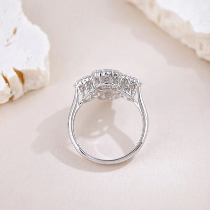 1.12 ctw Four-Leaf Clover Mixed-Cut Lab-Grown Diamond Ring in 18K White Gold