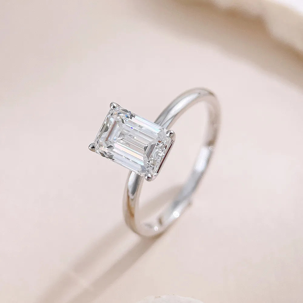 2.07 ct Four-Prong Emerald-Cut Lab-Grown Diamond Ring in 18K White Gold