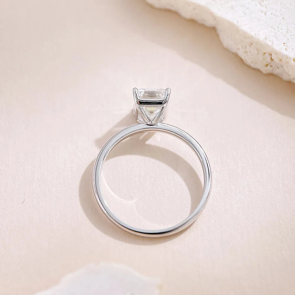 2.07 ct Four-Prong Emerald-Cut Lab-Grown Diamond Ring in 18K White Gold