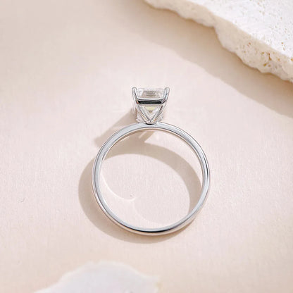 2.07 ct Four-Prong Emerald-Cut Lab-Grown Diamond Ring in 18K White Gold