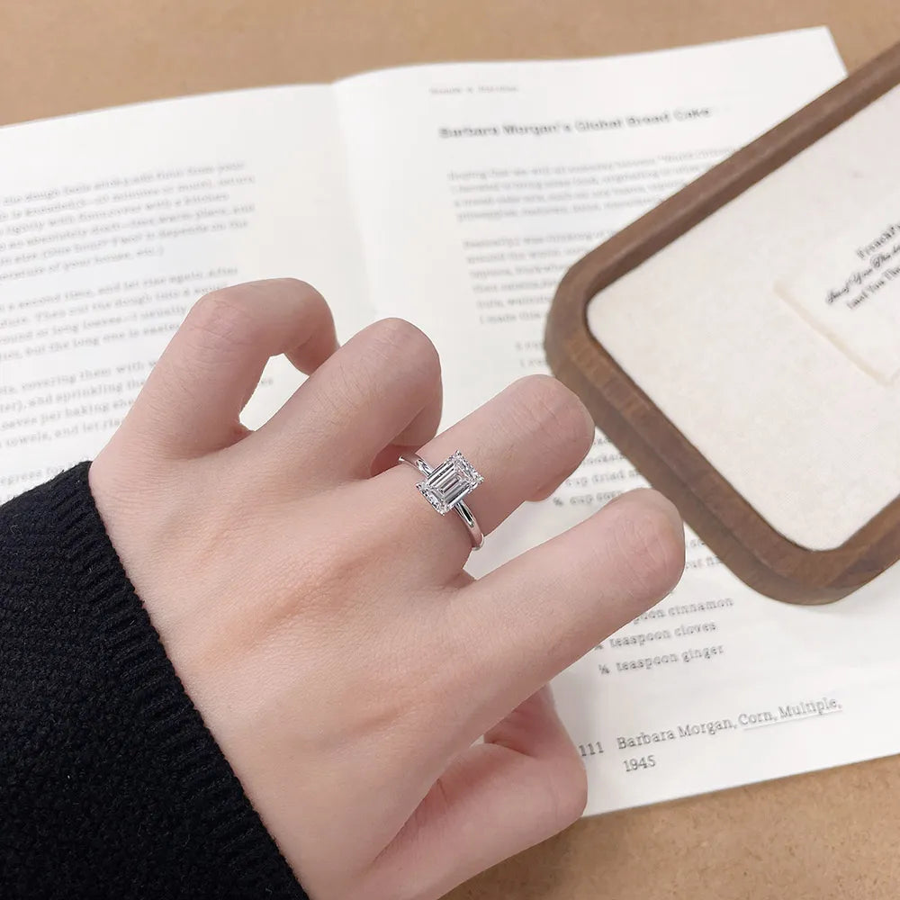 2.07 ct Four-Prong Emerald-Cut Lab-Grown Diamond Ring in 18K White Gold