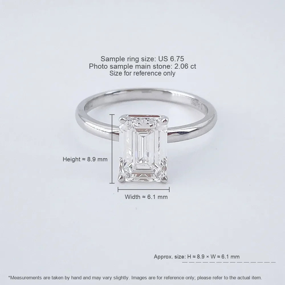 2.07 ct Four-Prong Emerald-Cut Lab-Grown Diamond Ring in 18K White Gold