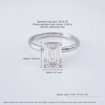 2.07 ct Four-Prong Emerald-Cut Lab-Grown Diamond Ring in 18K White Gold