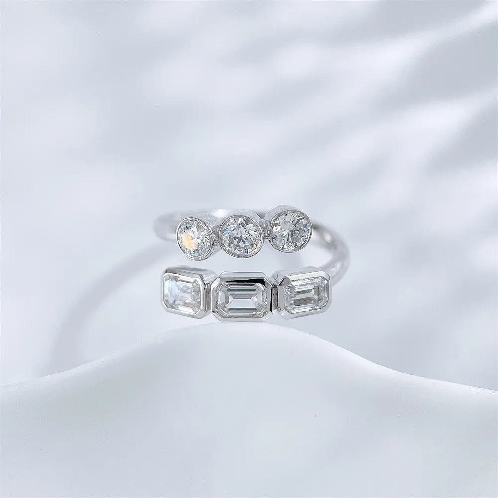 1.48 ctw Mixed-Cut Lab-Grown Diamond Open Ring in 18K White Gold
