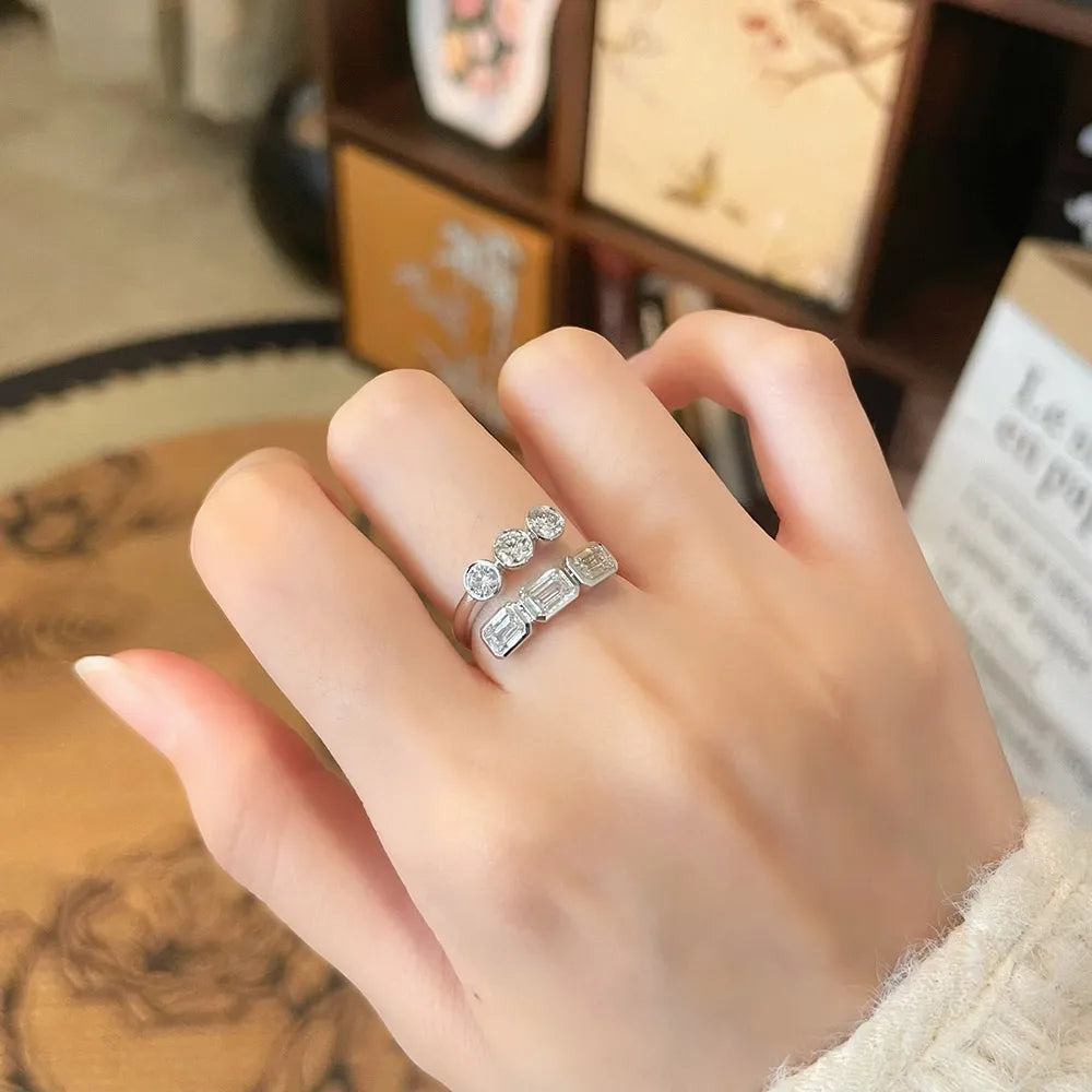 1.48 ctw Mixed-Cut Lab-Grown Diamond Open Ring in 18K White Gold