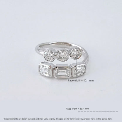 1.48 ctw Mixed-Cut Lab-Grown Diamond Open Ring in 18K White Gold