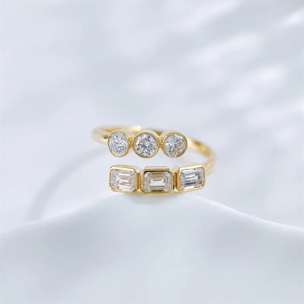 1.47 ctw Mixed-Cut Lab-Grown Diamond Open Ring in 18K Yellow Gold – APYFR0333-Y