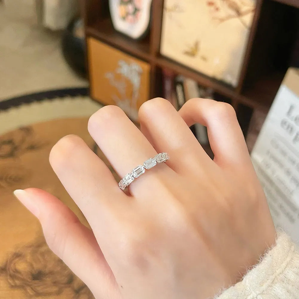 1.7 ctw Celestial Emerald-Cut Lab-Grown Diamond Band in 18K White Gold – APYFR0334-W