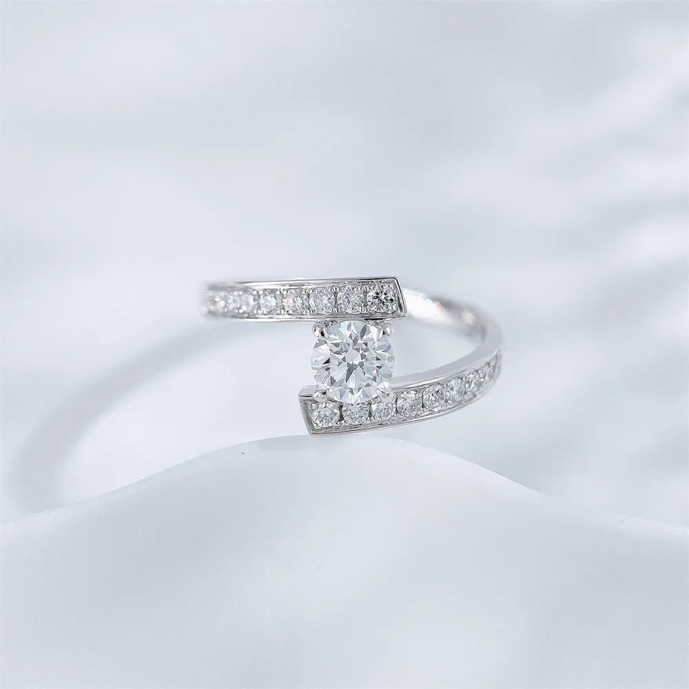 0.55 ct Statement Four-Prong Round-Cut Lab-Grown Diamond Ring in 18K White Gold