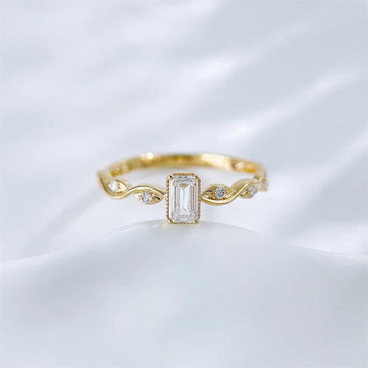 0.32 ct Celestial Emerald-Cut Lab-Grown Diamond Ring in 18K Yellow Gold – APYFR0352-Y