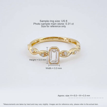 0.32 ct Celestial Emerald-Cut Lab-Grown Diamond Ring in 18K Yellow Gold – APYFR0352-Y