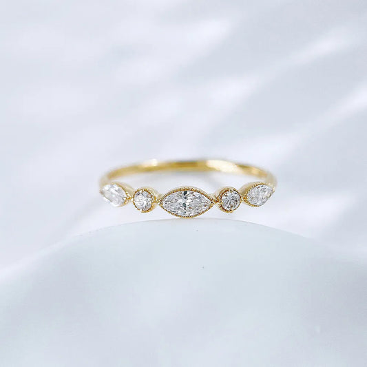 0.11 ct Mixed-Cut Lab-Grown Diamond Ring in 18K Yellow Gold – APYFR0354-Y