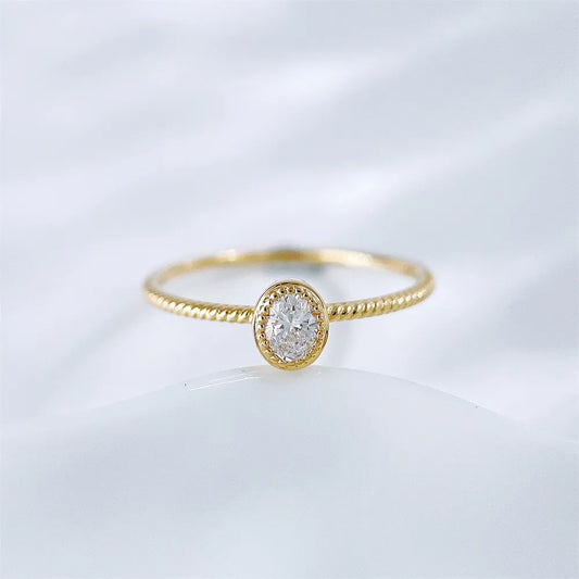 0.15 ct Vintage Oval-Cut Lab-Grown Diamond Ring in 18K Yellow Gold – APYFR0355-Y