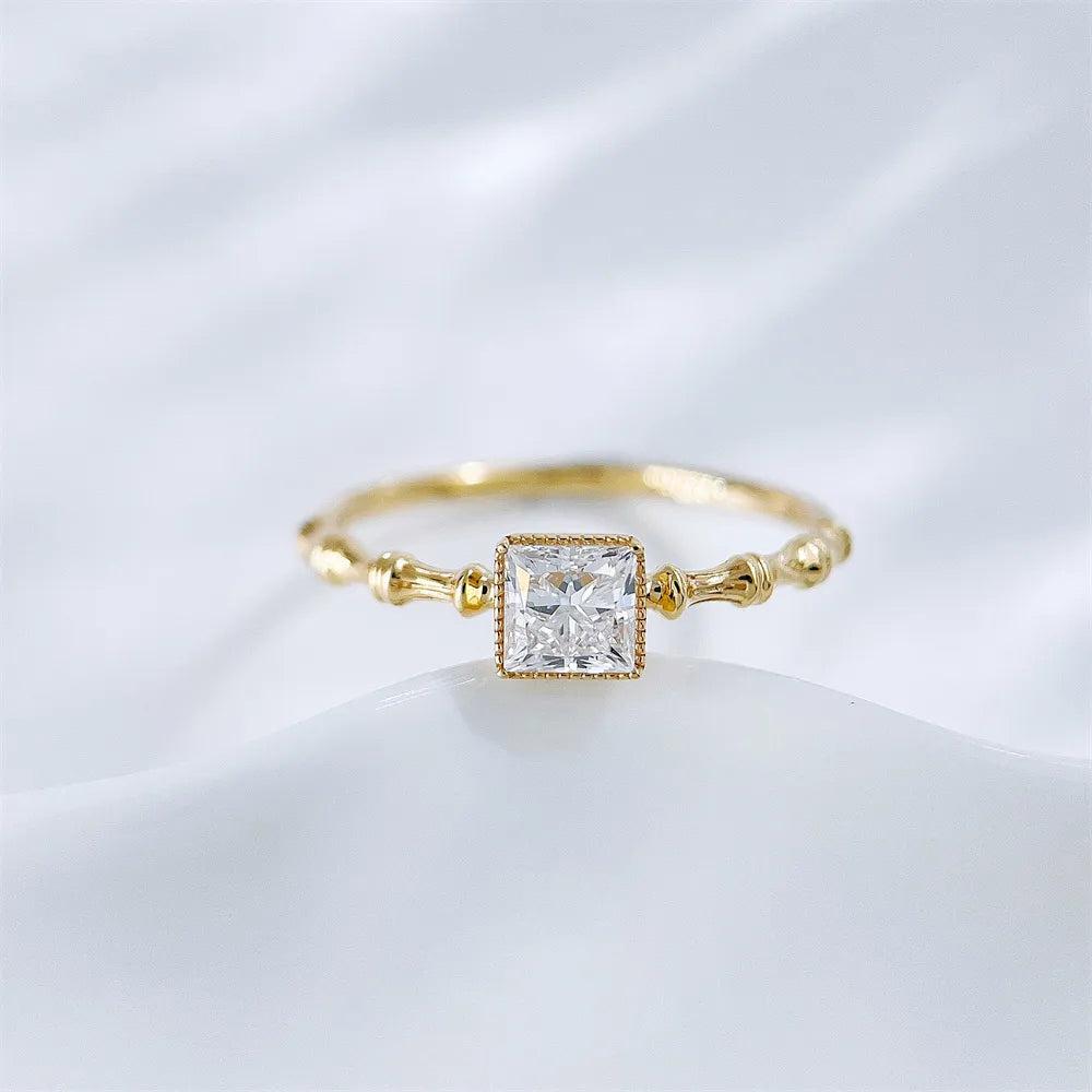 0.51 ct Princess-Cut Lab-Grown Diamond Ring in 18K Yellow Gold