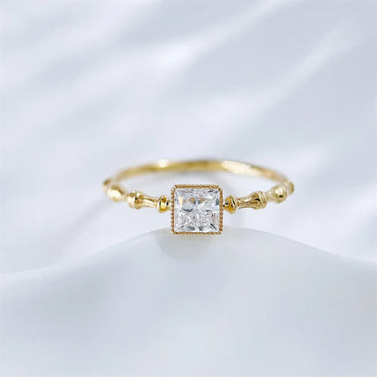 0.51 ct Princess-Cut Lab-Grown Diamond Ring in 18K Yellow Gold